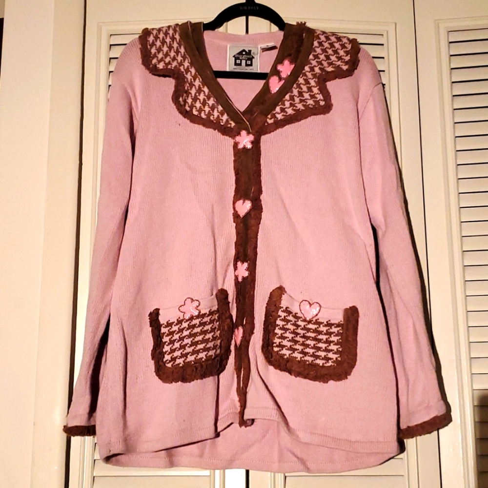 Like new! Vintage Storybook Knits pretty pink heart sweater 2pc set